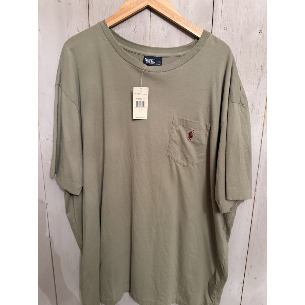 NWT Polo Ralph Lauren T Shirt Big & Tall Mens XXL Olive Green Classic Pocket Tee